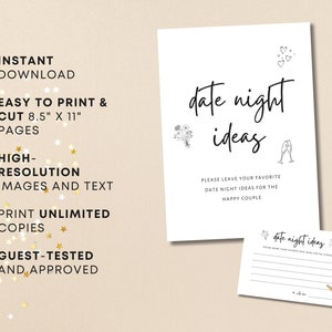 Date Night Ideas-kaart en bord: afdrukbaar verlovingsfeest (digitale download) afbeelding 4