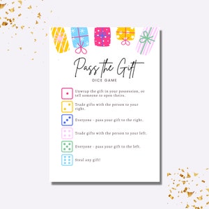 Pass the Gift Dice Game, Gift Exchange, Gift Swap, Pass the Present, Holiday Office Party, Friend Coworker Gift Game, Any Occassion