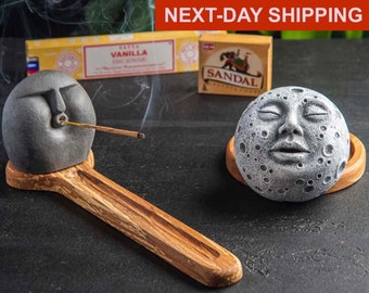 Backflow Incense Burner, Moon Face Smoke Waterfall, Handmade Incense Set