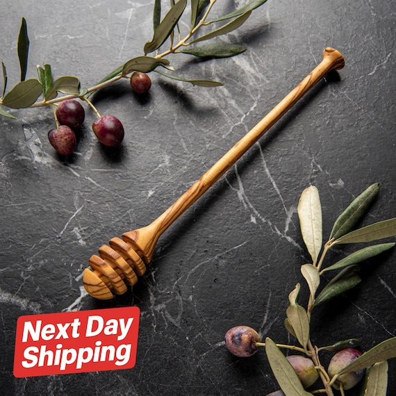 Handmade Olive Wood Honey Dipper: Aegean Kitchen Tool