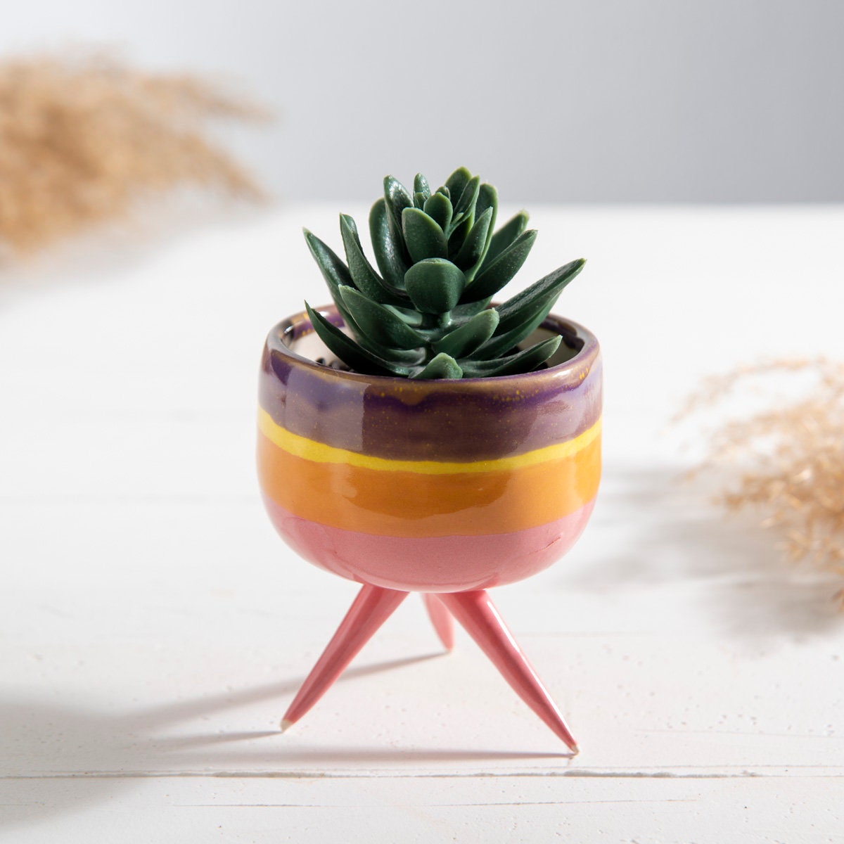 Handmade Three-legged Ceramic Planter Pot – Minimalist Clay Succulent & Cactus Flower Pot – Cute Textured Pot for Home or Table Decor - Etsy