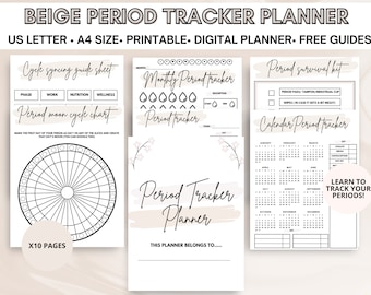 Period Tracker Printable Planner, Journal Your Periods With The Menstrual Tracker & Period Cycle Tracker, Period Journal and Moon Calendar