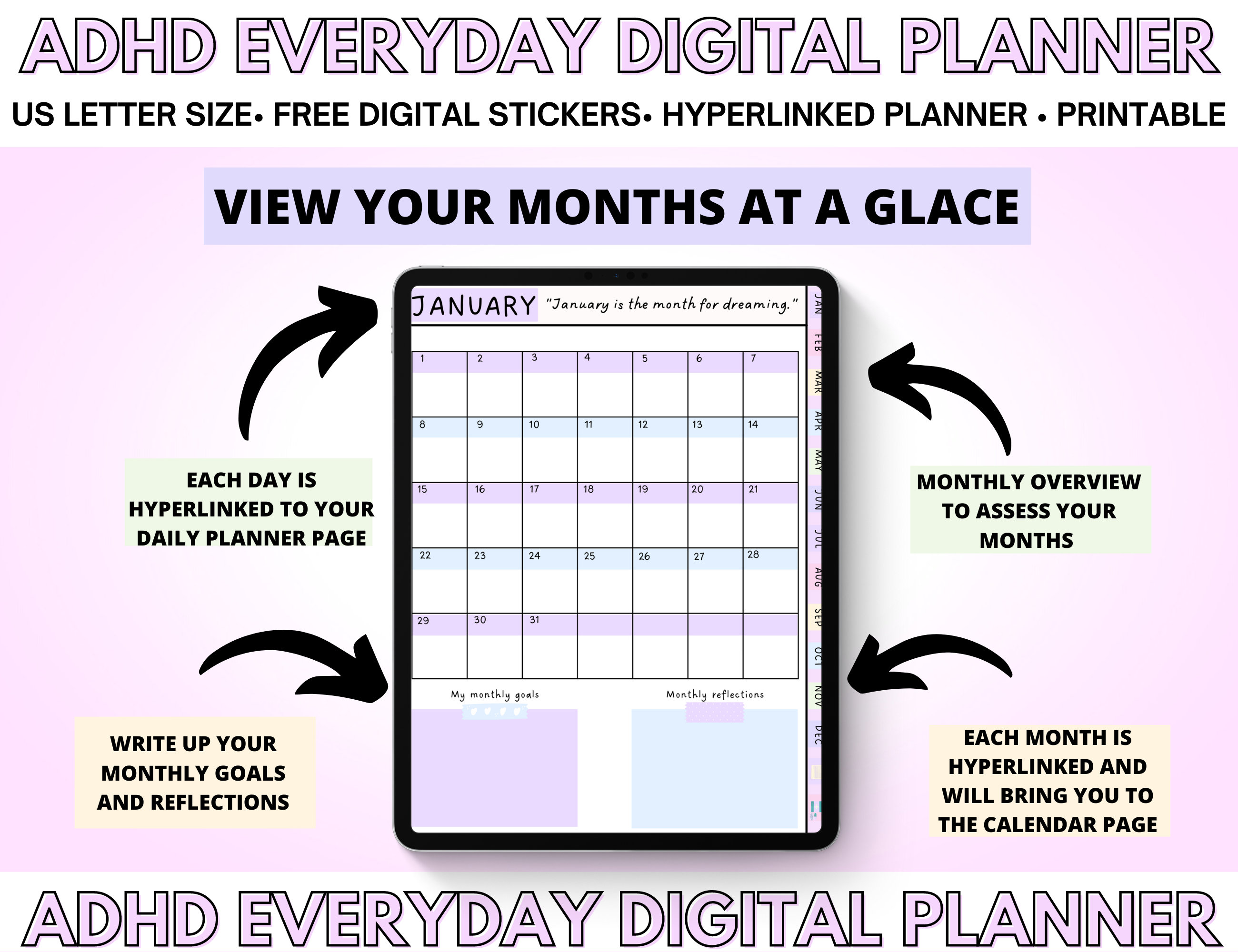 Pastel ADHD Digital Planner ADHD Planner for Goodnotes - Etsy