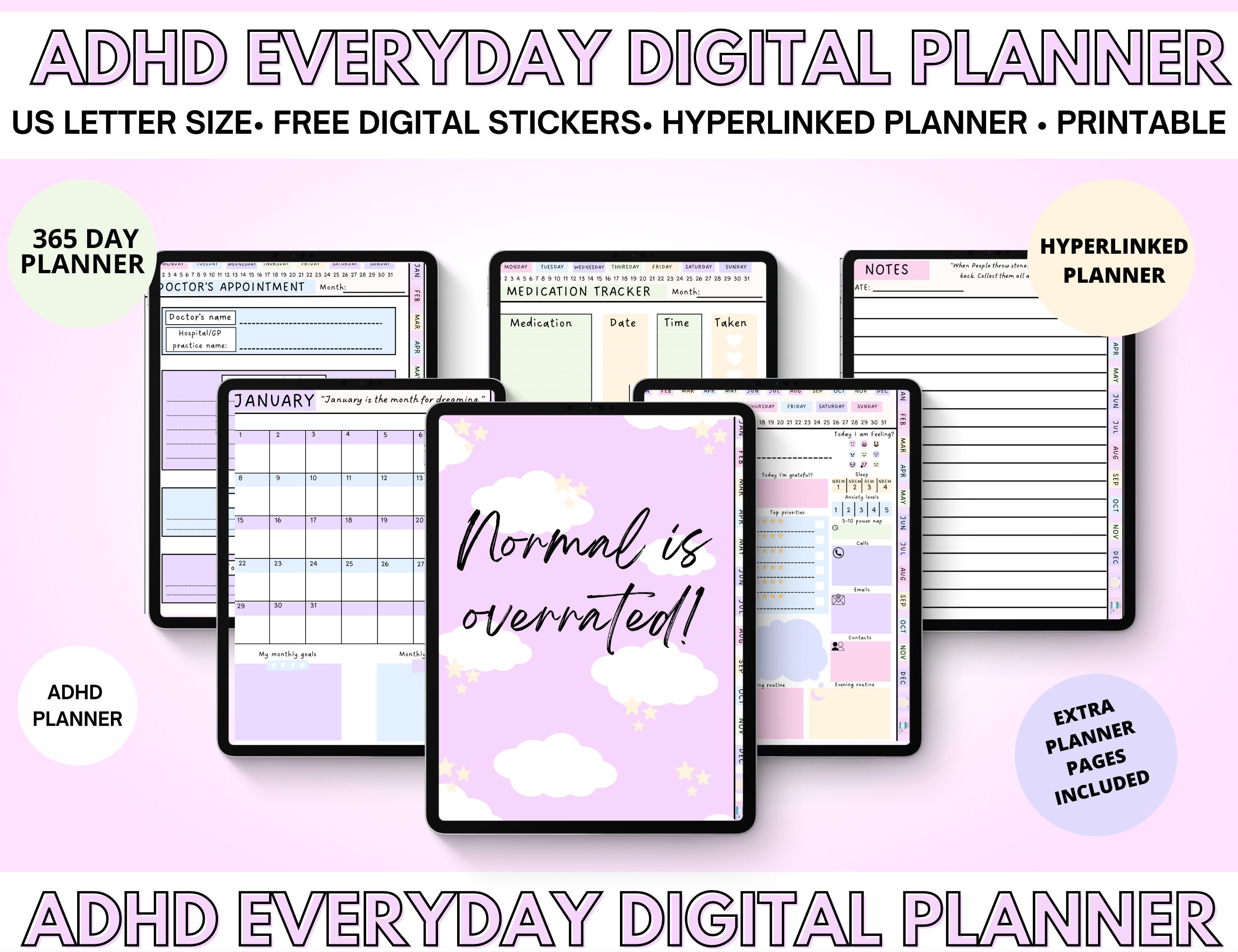 Pastell ADHS Digitaler Planer, ADHS Planer für Goodnotes