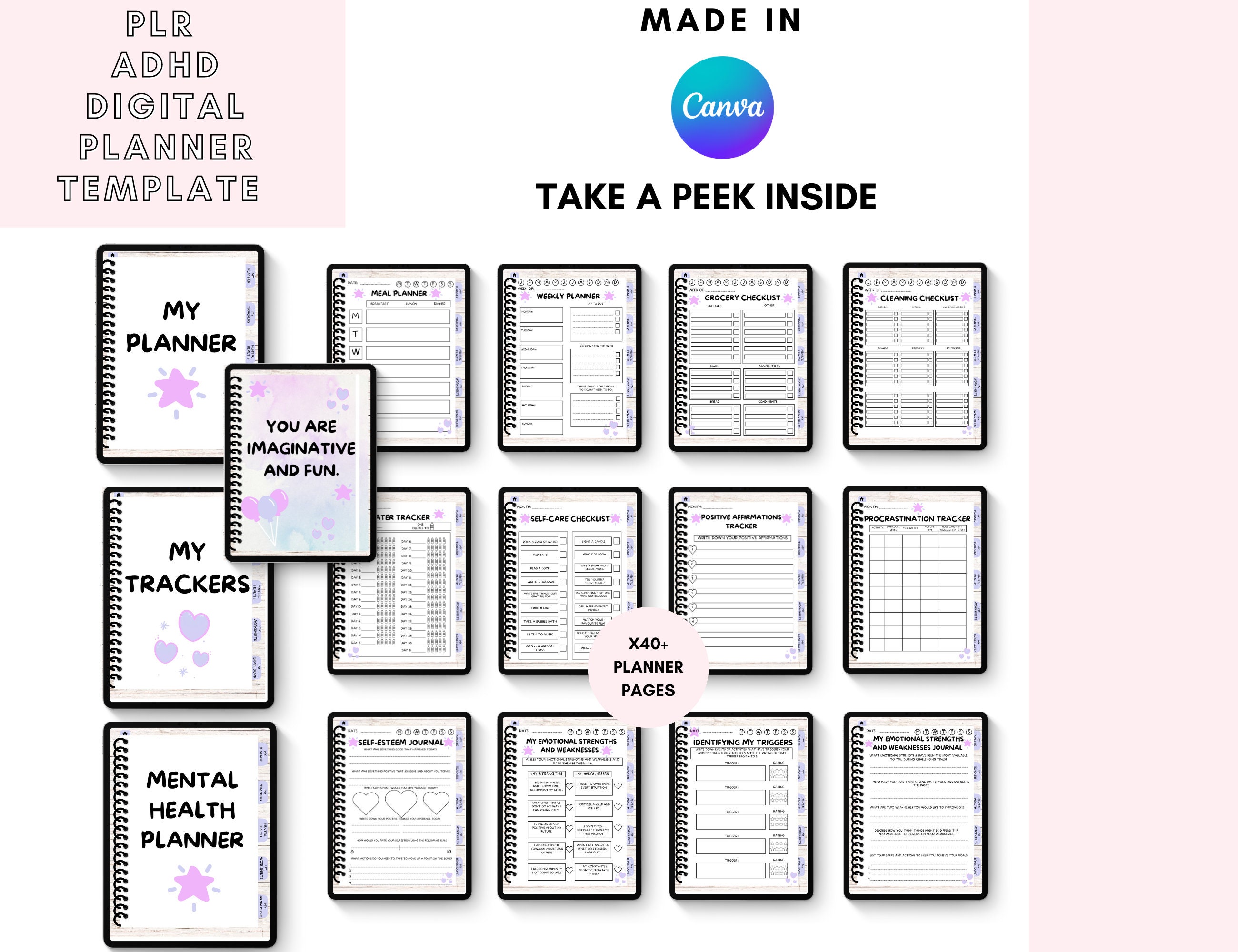 PLR Canva Digital Planner Bundle Templates, PLR Planner Templates ...