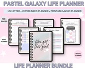 Galaxy ADHD Digital Life Planner, ADHD Digital Planner, Undated All In One Life Planner Bundle With Hyperlinked Tabs
