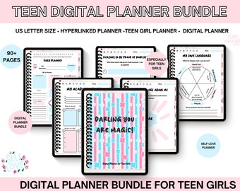 Teen Digital Planner, Teen Mental Health, Teen Self-Care & Teen Self-Love Planner, Confidence Builder and Teen Anxiety Workbook