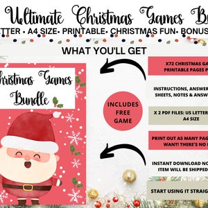 11 Christmas Games Bundle, Christmas Printable Games for Kids and ...