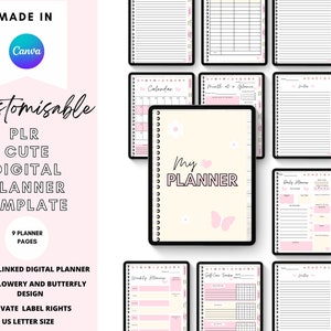 PLR Canva Digital Planner Template, Cute PLR Planner Template, Digital plr Planner, Editable in Canva Perfect for Small Businesses