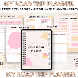 Digital Road Trip Planner, Road Trip Hyperlinked Planner, Road Trip Printable with Easy PDF File Download
