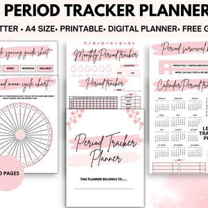 Pink Period Tracker Printable Planner, Journal Your Periods With The Menstrual Tracker & Period Cycle Tracker