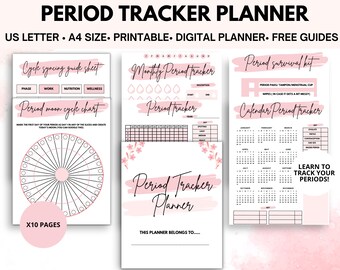 Rosa Periode Tracker Printable Planer, Journal Ihre Periode mit dem Menstruations Tracker & Periode Zyklus Tracker