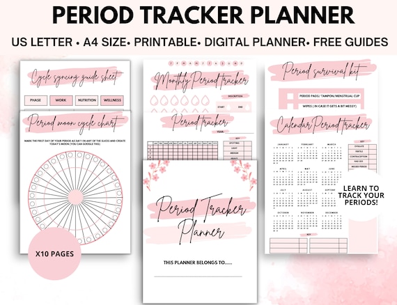 Pink Period Tracker Printable Planner, Journal Your Periods With The Menstrual Tracker & Period Cycle Tracker