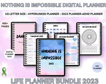 Planificateur numérique TDAH 2023, rien n'est impossible 2023 planificateur numérique, planificateur numérique tout-en-un et planificateur de vie TDAH