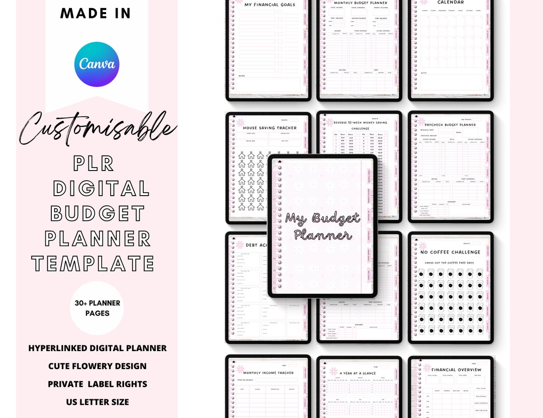 PLR Budget Canva Planner Template, PLR Planner Template, Budget Digital ...