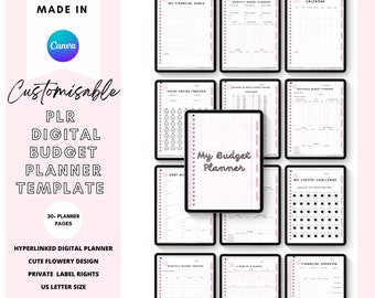 PLR Budget Canva Planner Template, PLR Planner Template, Budget Digital plr Planner, Editable in Canva Perfect for Small Businesses