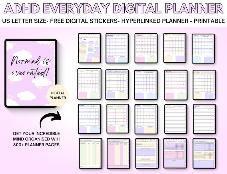 Pastel ADHD Digital Planner ADHD Planner for Goodnotes Etsy
