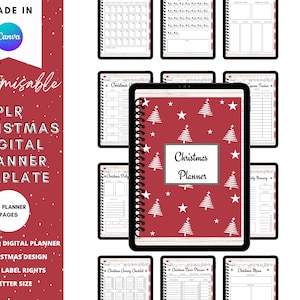 Christmas Digital Planner Canva Template, PLR Planner Template, Digital PLR Planner, Digital Planner Editable For Canva, Editable in Canva