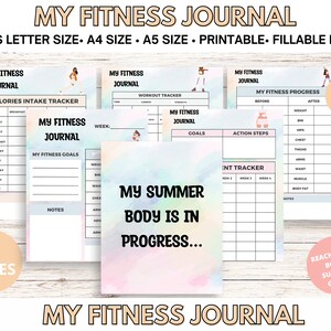 Fitness Planner Printable, Exercise Tracker and Exercise Routine Planner, Fillable PDF File with Instant Download