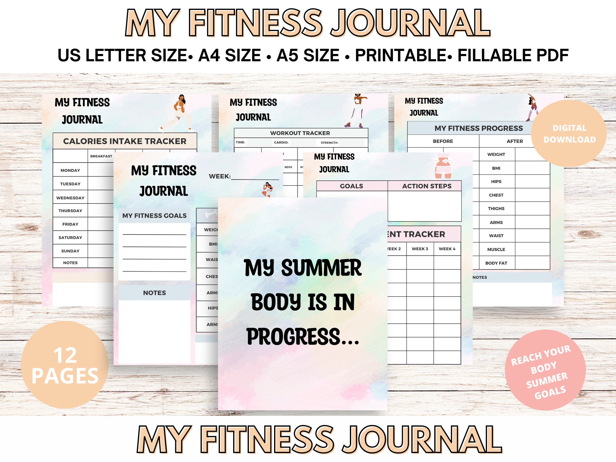 Fitness Planner Printable, Exercise Tracker and Exercise Routine ...