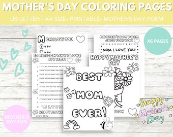 Páginas para colorear imprimibles del Día de la Madre, poema del Día de la Madre y Feliz Día de la Madre imprimibles para niños