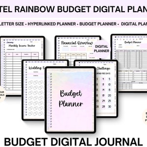 Pastel Digital Budget Planner, Finance Templates + Debt Tracker, Perfect Digital Budget Planner Goodnotes 2023 and Budget Planner iPad