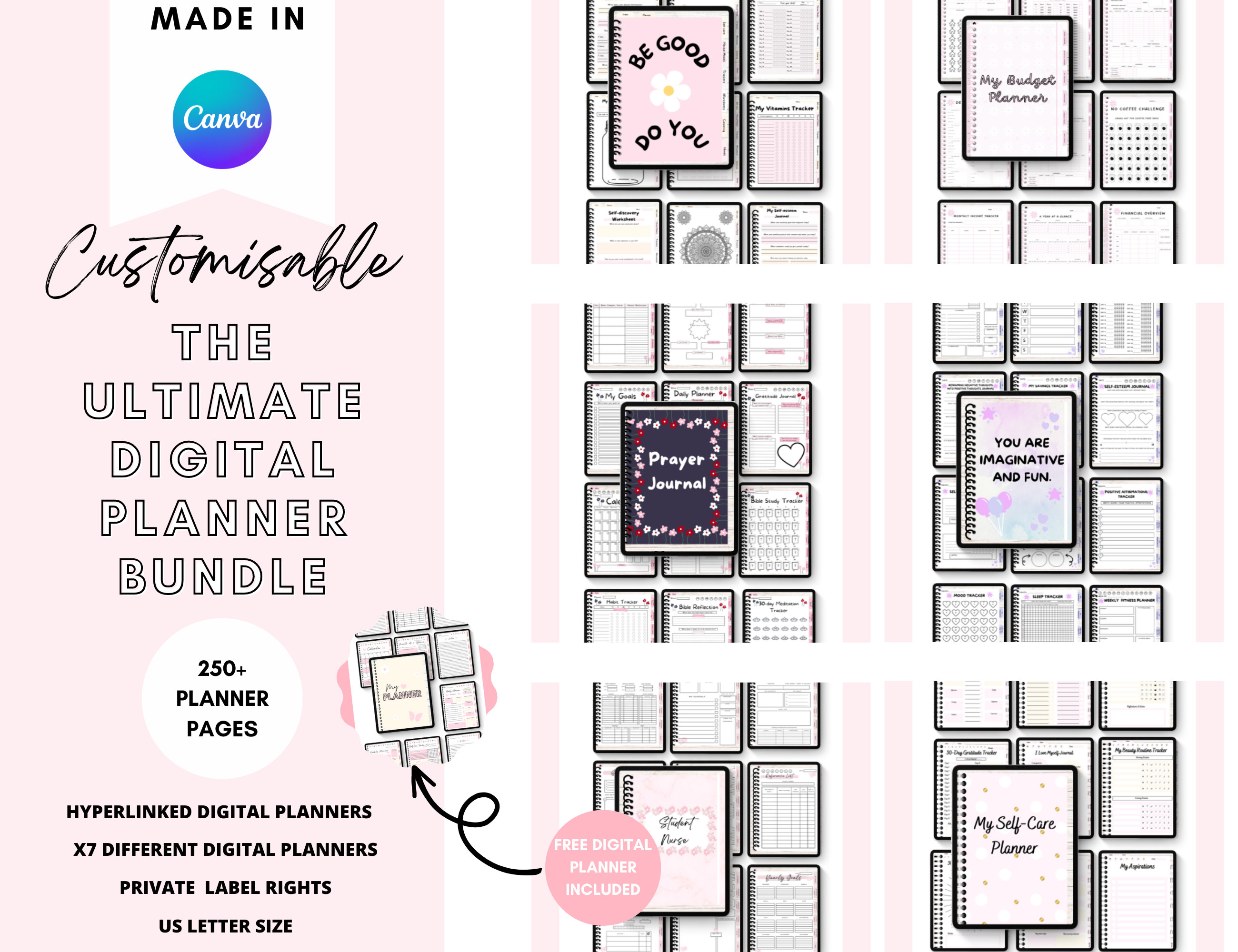 PLR Canva Digital Planner Bundle Templates, PLR Planner Templates ...