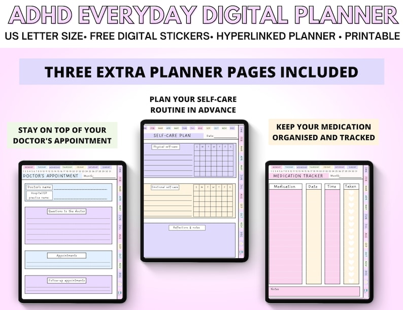 Pastel ADHD Digital Planner ADHD Planner for Goodnotes Etsy