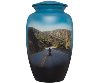 Motorcycle Urn - Hand Made in Aluminum- Suitable for Cemetery Burial or Niche - Large Size fits Remains of Adults up to 200 lbs