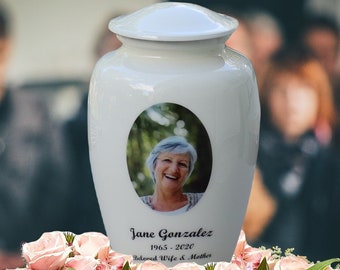 Personalized Funeral Cremation Urn - Custom Photo Urn - Upload Picture - Engraved Art for Human Ashes - Large Size for Adults up to 200 lbs