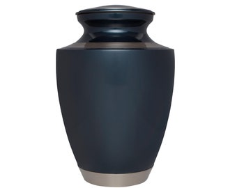 Ocean Blue Urn- Hand Made in Brass - Suitable for Cemetery Burial or Niche - Large Size fits Remains of Adults up to 200 lbs