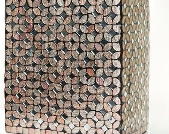 Pink Glass Mosaic Niche Cremation Urn - Square Size Hand Made Funeral Urn for Human Ashes - Large Size Burial Urn - 200 cu in