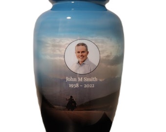 Personalized Motorcycle Funeral Cremation Urn - Custom Photo - Upload Picture - Art for Human Ashes - Large Size for Adults up to 200 lbs