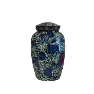 Mosaic Glass Cremation Urn - One of a Kind Work of Art - Handmade Funeral Urn - Large Adult Size Urn - 200 lbs Capacity