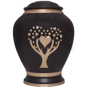Brown Cremation Urn with Tree of Life by Liliane Memorials - Brass - Large Size for Adults up to 200 lbs