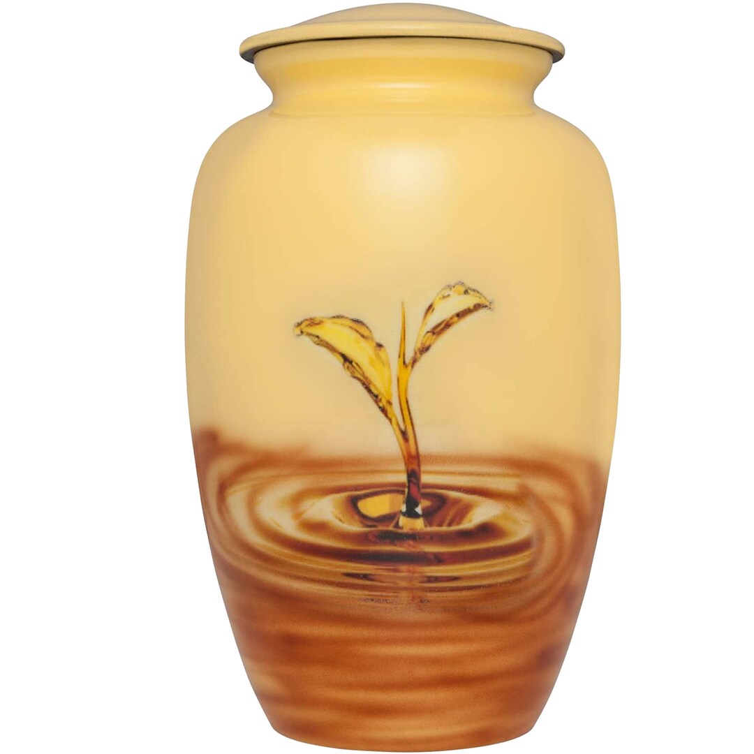Water funeral cremation urn hand painted made in aluminum large