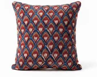 Solo fundas de almohada de algodón puro con estampado de bloques indios a doble cara.
