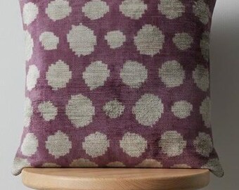 Funda de cojín de lujo de terciopelo de seda Ikat (solo la funda) - Seda tejida a mano, reverso de lino, decoración para el hogar de edición limitada