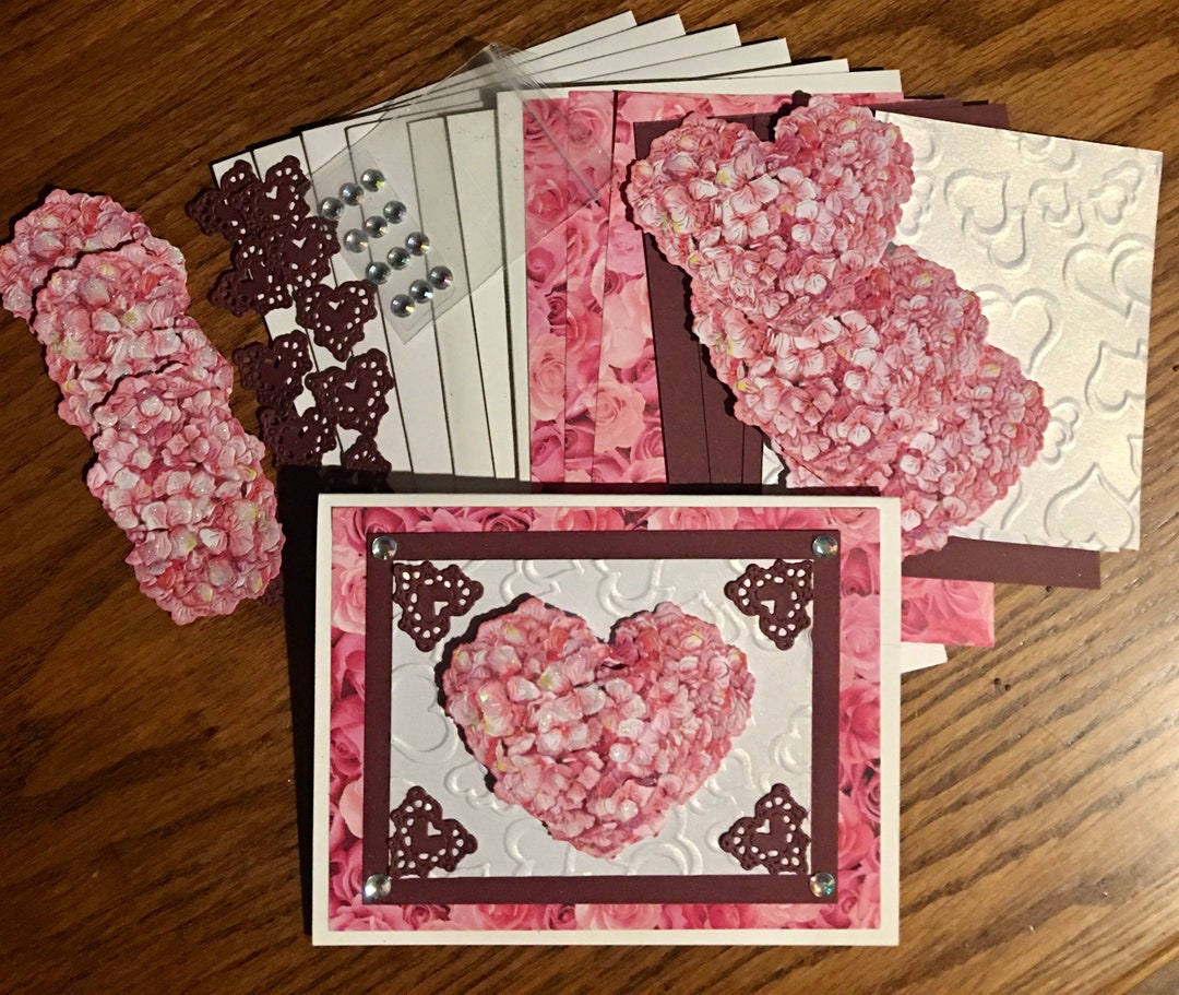 DIY Card Kit Valentine Card Kit Card Kit Pink Heart Paper Etsy