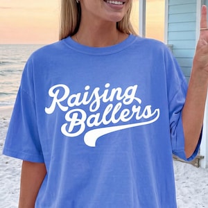 Raising Ballers tshirt Comfort Colors® Vintage Aesthetic tee Sports Mom tee Sports Dad Shirt Tailgating Shirt Premium Unisex Sports Tshirt image 1