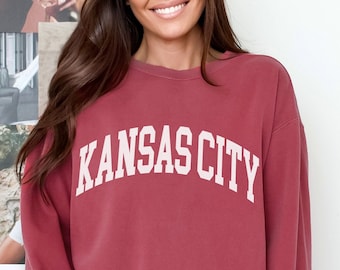 Comfort Colors® Kansas City Sweatshirt Faded Vintage Style Garment-Dyed Kansas City Crewneck Premium Unisex Kansas City Sweatshirt