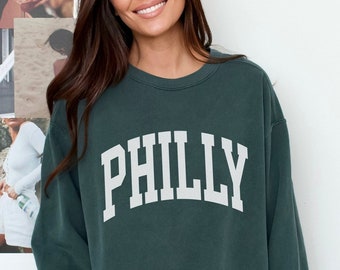 Comfort Colors® Philly Sweatshirt Faded Vintage Style Garment-Dyed Philadelphia Game Day Crewneck Premium Unisex Philly Sweatshirt