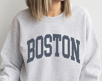 Boston Sweatshirt Faded Vintage Aesthetic Boston Massachusetts Crewneck Varsity Style Cozy Trendy Boston gift Unisex Boston Sweatshirt