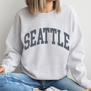 Seattle Sweatshirt Faded Vintage Aesthetic Seattle WA Crewneck Varsity Style gift for him gift for her Cozy Trendy State Unisex Sweatshirt