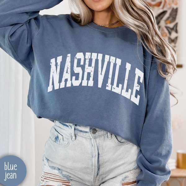 Nashville Comfort Colors® Sweatshirt Distressed Vintage Nashville Sweatshirt Bachelorette Merch Nashville Girls Trip Premium Sweatshirt