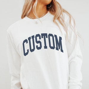 Custom Comfort Colors® LONG SLEEVE T-SHIRT | Add any Name, Location or Saying | Vintage Aesthetic Style | Custom Minimalist Unisex Crewneck