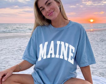 Maine Tshirt Comfort Colors® Garment Dyed Vintage Aesthetic Premium Unisex Tee