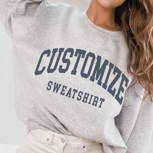 Custom Personalized Sweatshirt, White Lettering, Faded Vintage Aesthetic, Customize Any Location, Name or Saying, Minimalist Crewneck
