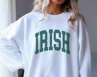 Irish Sweatshirt St Patricks Day Shirt Retro Aesthetic St Pattys Day Irish Crewneck Ireland Trendy Varsity Style Unisex Irish Sweatshirt