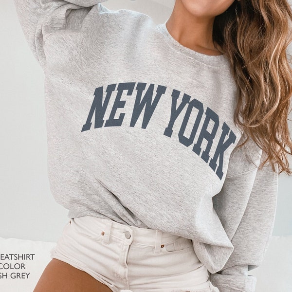 New York Sweatshirt Faded Vintage Aesthetic New York Crewneck trendy state sweatshirt NYC Crewneck Minimalist NY Unisex Sweatshirt